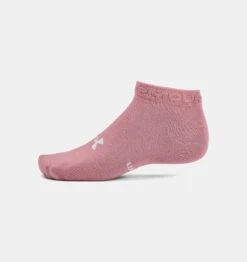 Under Armour Unisex Essential Low Cut Socks 3 Pack Pink Elixir / White / Halo Grey -underwear Zone 1365745697 4