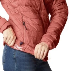 Columbia Women's Powder Lite™ Hooded Jacket Dark Coral -underwear Zone 1699071 639 a5 presethigh res jpeg 300 dpi