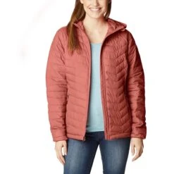 Columbia Women's Powder Lite™ Hooded Jacket Dark Coral -underwear Zone 1699071 639 a6 presethigh res jpeg 300 dpi