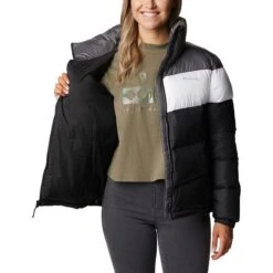 Columbia Women's Puffect™ Colourblock Jacket Black / White / City Grey -underwear Zone 1955101 010 a3 presethigh res jpeg 300 dpi
