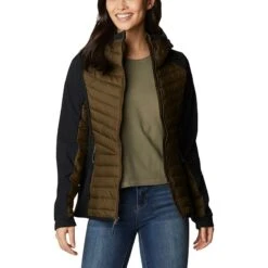 Columbia Women's Powder Lite™ Hybrid Hooded Jacket Olive Green / Black -underwear Zone 2007761 319 a5 presethigh res jpeg 300 dpi