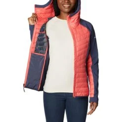 Columbia Women's Powder Lite™ Hybrid Hooded Jacket Blush Pink / Nocturnal -underwear Zone 2007761 614 a3 presethigh res jpeg 300 dpi