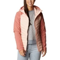 Columbia Women's Powder Lite™ Hybrid Hooded Jacket Peach Blossom / Dark Coral -underwear Zone 2007761 890 a5 presethigh res jpeg 300 dpi