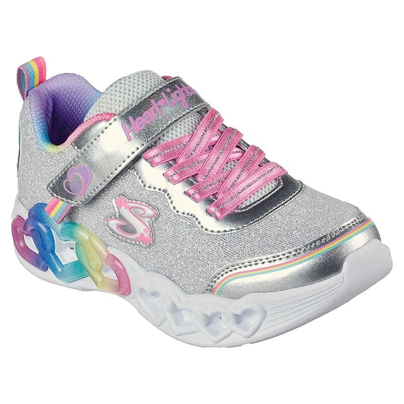 Skechers Kids' Infinite Heart Lights - Love Junior Runners Silver / Multi 3 Skechers Kids' Infinite Heart Lights - Love Junior Runners Silver / Multi - Image 3