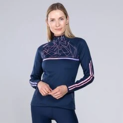 Women's Dolmen Brushed Half Zip Top Marine / Pink / Purple