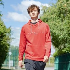 Men's Nathan Technical Fleece Overhead Hoodie Red / Silver