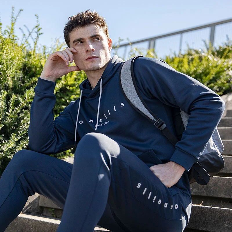 Men's Nathan Technical Fleece Overhead Hoodie Marine / Silver 1 Men's Nathan Technical Fleece Overhead Hoodie Marine / Silver