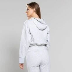 Women's Avelina Cropped Hooded Top Grey -underwear Zone 4t5a6261