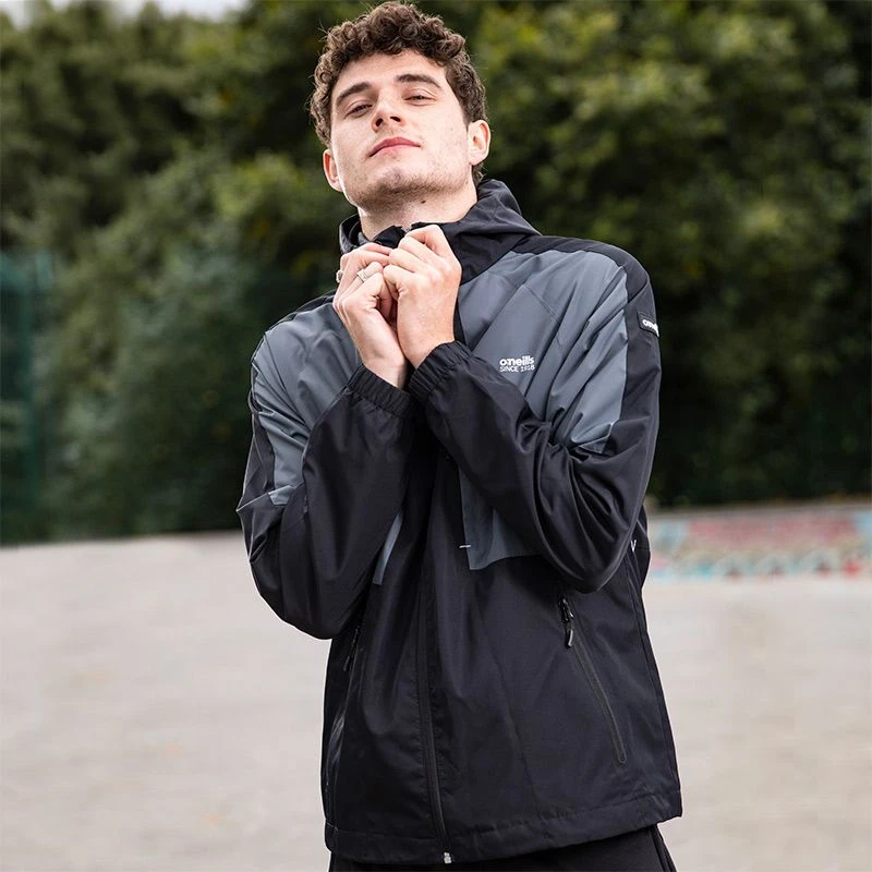 Men’s Rio Hooded Rain Jacket Black / Grey / White 3 Men’s Rio Hooded Rain Jacket Black / Grey / White - Image 3