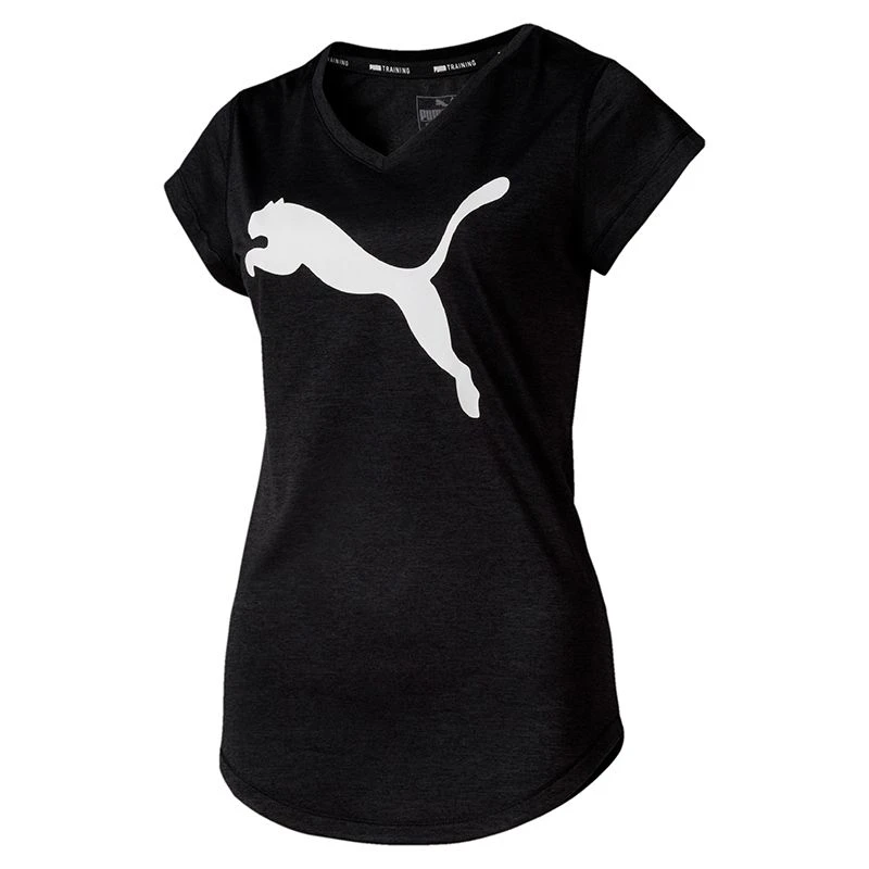 Puma Women's Heather Cat V Neck T-Shirt Black 1 Puma Women's Heather Cat V Neck T-Shirt Black