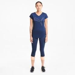Puma Women's Favourite Heather Cat Training T-Shirt Elektro Blue Heather -underwear Zone 519526 12 mod03
