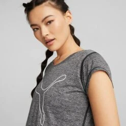 Puma Women's Favourite Heather Cat Training T-Shirt Black Heather -underwear Zone 522418 01 mod02