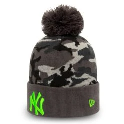 New Era New York Yankees Grey Camo Cuff Bobble Hat