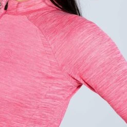 Women's Madison Half Zip Midlayer Top Pink -underwear Zone am3a0075