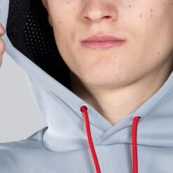 Men's Cody Hybrid Pullover Hoodie Grey / Black / Red -underwear Zone am3a0422