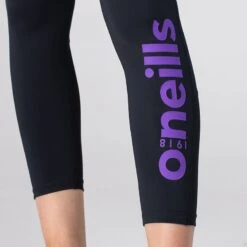 Women's Anya 7/8 Length Leggings Black / Purple -underwear Zone am3a0731 2