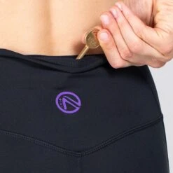 Women's Anya 7/8 Length Leggings Black / Purple -underwear Zone am3a0734