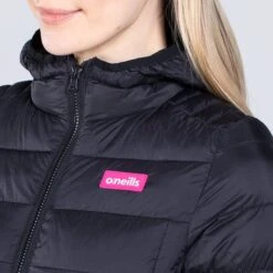 Women's Fiona Hooded Padded Jacket Black / Pink -underwear Zone am3a0782