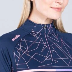 Women's Dolmen Brushed Half Zip Top Marine / Pink / Purple -underwear Zone am3a0794