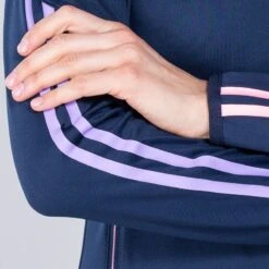 Women's Dolmen Brushed Half Zip Top Marine / Pink / Purple -underwear Zone am3a0795