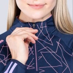 Women's Dolmen Brushed Half Zip Top Marine / Pink / Purple -underwear Zone am3a0796