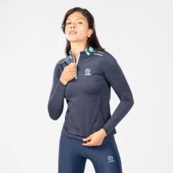 Women's Pluto Brushed Half Zip Top Marine / Green
