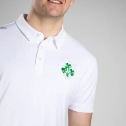 Men's Ireland Shamrock Pima Cotton Polo Shirt White -underwear Zone am3a1735 1