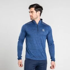 Men's Pluto Brushed Half Zip Top Marine / Silver