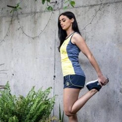 Women's Graphite Athletic Shorts Blue / Yellow -underwear Zone am3a6318