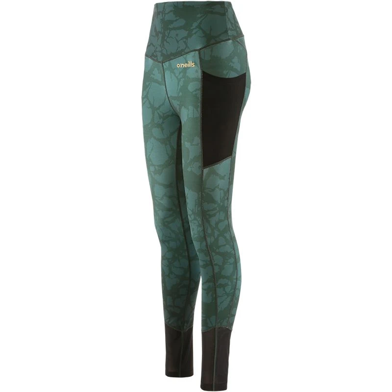 Women's Arabella 7/8 Length Tights Green / Gold 3 Women's Arabella 7/8 Length Tights Green / Gold - Image 3