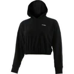 Women's Avelina Cropped Hooded Top Black -underwear Zone avelina 281 flc crop hoodie blk 1