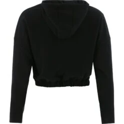 Women's Avelina Cropped Hooded Top Black -underwear Zone avelina 281 flc crop hoodie blk 2