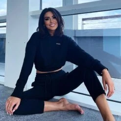 Women's Avelina Cropped Hooded Top Black -underwear Zone avelina sosueme