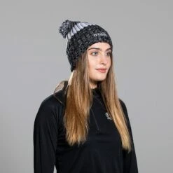 Bowen Bobble Hat Black White Grey -underwear Zone bowen bobble hat marl blk wht 2