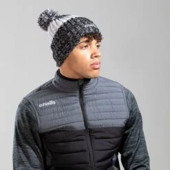 Bowen Bobble Hat Black White Grey -underwear Zone bowen 83 bobble hat marl blk gun met wht 1
