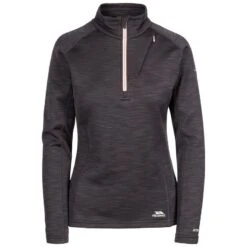 Trespass Women's Fairford Half Zip Fleece Top Black Marl