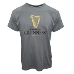 Guinness Men's Embroidered Harp T-Shirt Pewter -underwear Zone g1339 01