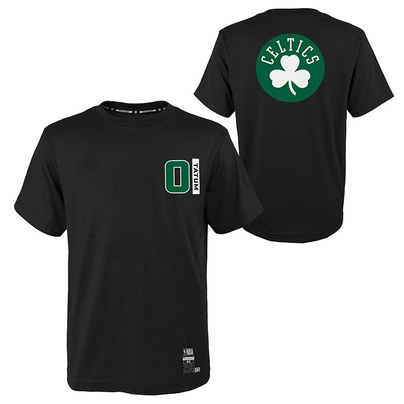 Men's Boston Celtics Tatum T-Shirt Black / White / Green 3 Men's Boston Celtics Tatum T-Shirt Black / White / Green - Image 3