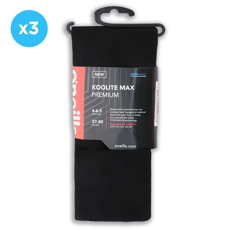 Kids' Koolite Max Premium Sports Socks 3 Pack Black 3 Kids' Koolite Max Premium Sports Socks 3 Pack Black - Image 3