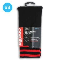 Men's Koolite Max Premium Sports Socks Bars 3 Pack Black / Red -underwear Zone kmpr s02 0 gen bkrdxx adlt p3x12