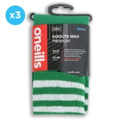 Men's Koolite Max Premium Sports Socks Bars 3 Pack Green / White -underwear Zone kmpr s02 0 gen gnwhxx 465 p3x12