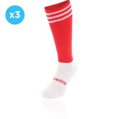 Kids' Koolite Max Premium Sports Socks Bars 3 Pack Red / White