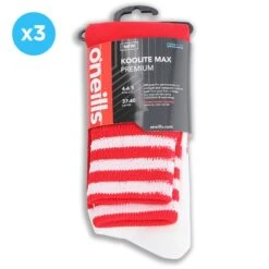 Kids' Koolite Max Premium Sports Socks Bars 3 Pack Red / White -underwear Zone kmpr s02 0 gen rdwhxx adlt p3x12 1