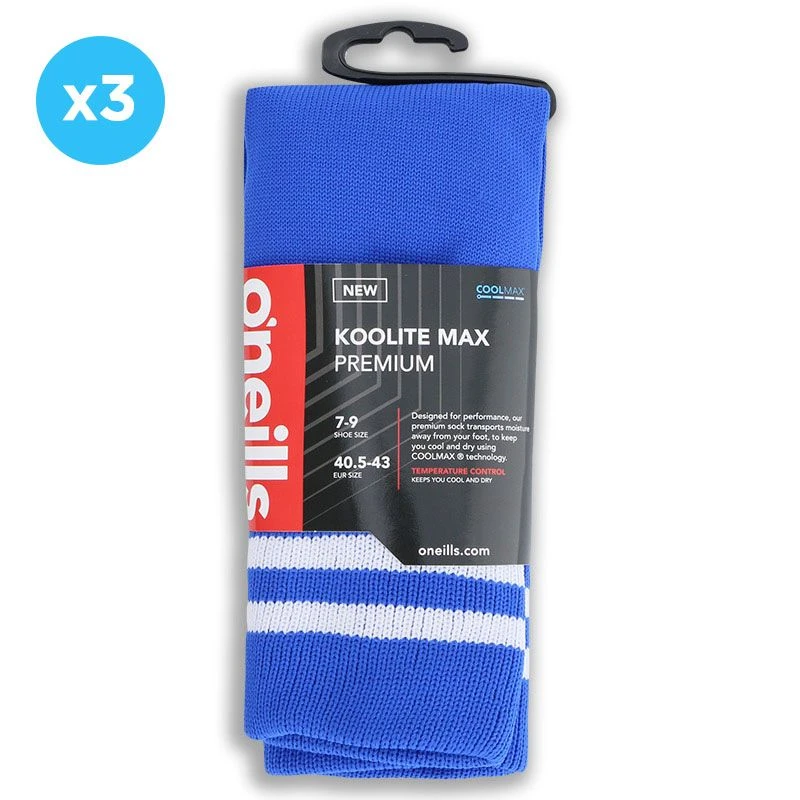 Kids' Koolite Max Premium Sports Socks Bars 3 Pack Royal / White 3 Kids' Koolite Max Premium Sports Socks Bars 3 Pack Royal / White - Image 3