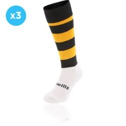 Men's Koolite Max Premium Sports Socks Hoops 3 Pack Black / Amber