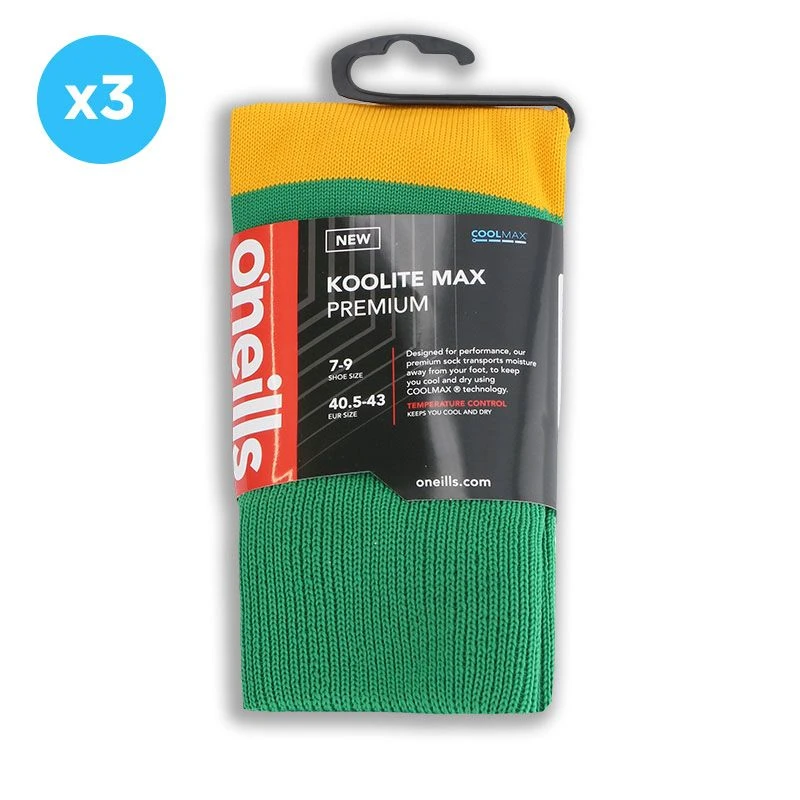 Kids' Koolite Max Premium Sports Socks Hoops 3 Pack Green / Amber 3 Kids' Koolite Max Premium Sports Socks Hoops 3 Pack Green / Amber - Image 3