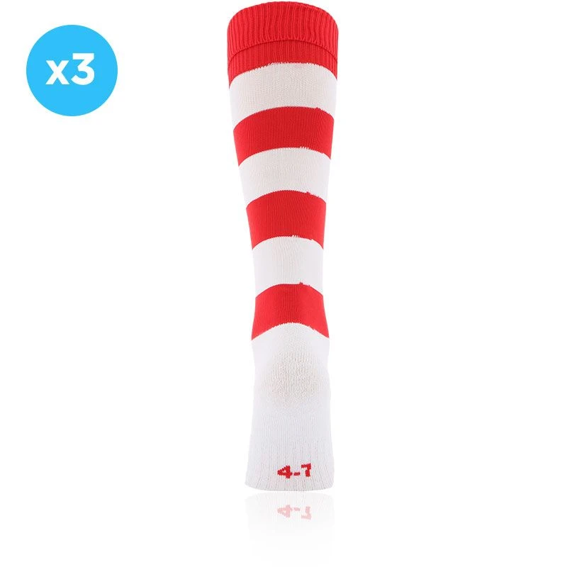 Men's Koolite Max Premium Sports Socks Hoops 3 Pack Red / White 2 Men's Koolite Max Premium Sports Socks Hoops 3 Pack Red / White - Image 2