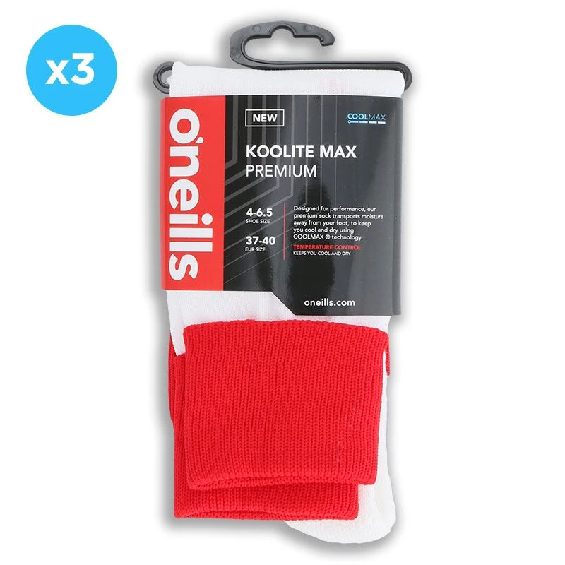Men's Koolite Max Premium Sports Socks Hoops 3 Pack Red / White 3 Men's Koolite Max Premium Sports Socks Hoops 3 Pack Red / White - Image 3