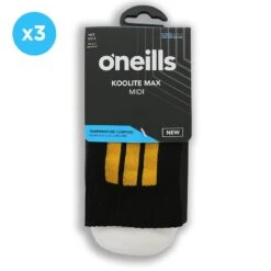 Kids' Koolite Max Midi Socks 3 Pack Black / Amber -underwear Zone koolite max midi blk amb 3