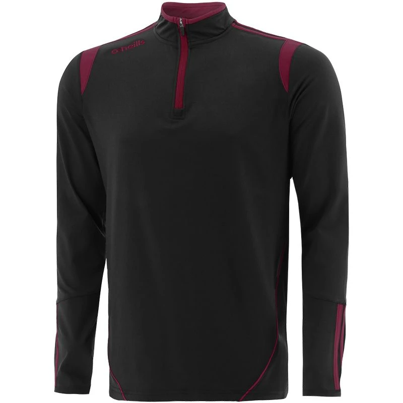 Men's Loxton Brushed Half Zip Top Black / Maroon 1 Men's Loxton Brushed Half Zip Top Black / Maroon